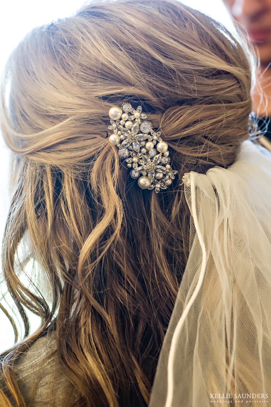 bridal hair with veil